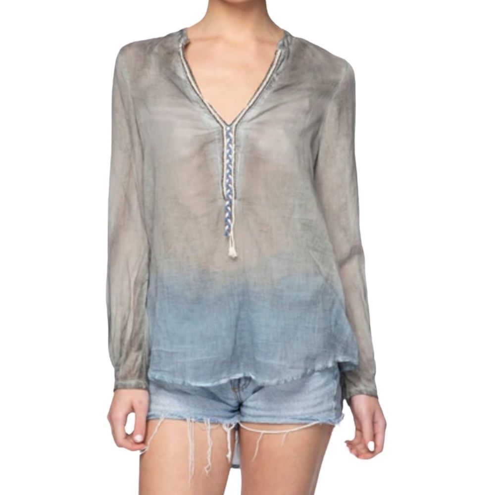Pool to party Top Womens size XS / S V Neck cotton embroidered Tunic Resort Wear